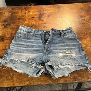 High rise Blue light wash ripped Jean shorts size 5